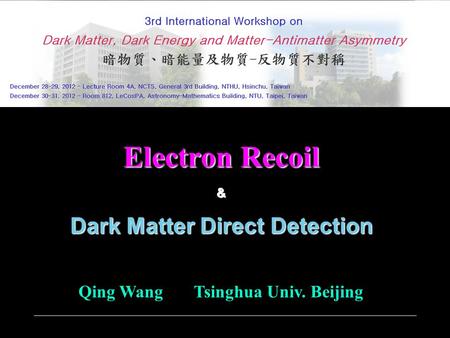 Electron Recoil & Dark Matter Direct Detection