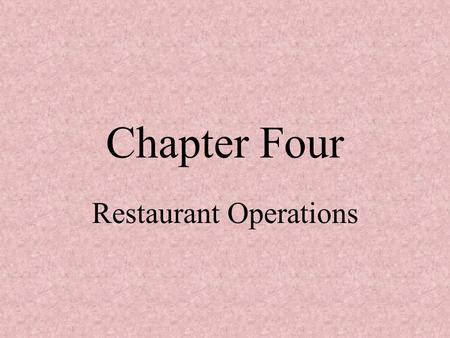 Restaurant Operations