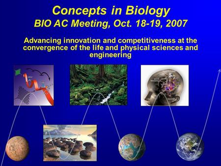 Concepts in Biology BIO AC Meeting, Oct. 18-19, 2007 Advancing innovation and competitiveness at the convergence of the life and physical sciences and.