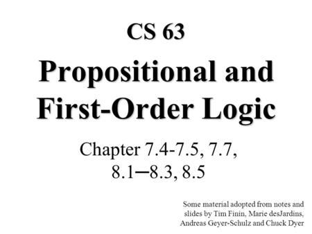 Propositional and First-Order Logic