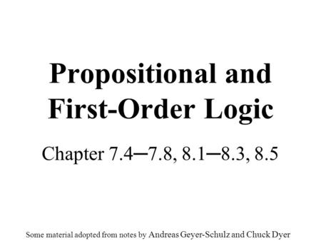 Propositional and First-Order Logic