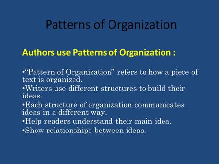 Patterns of Organization