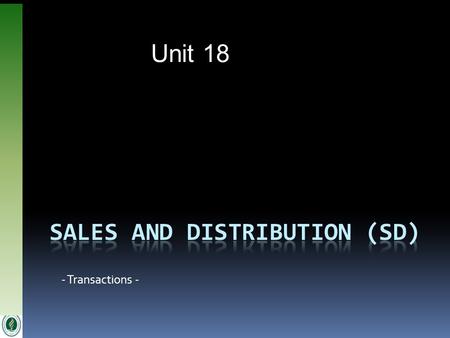 Sales and Distribution (SD)