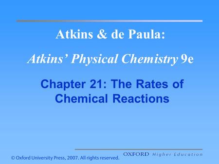 Atkins & de Paula: Atkins’ Physical Chemistry 9e