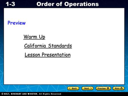 Preview Warm Up California Standards Lesson Presentation.