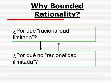 Why Bounded Rationality? ¿Por qué racionalidad limitada? ¿Por qué no racionalidad ilimitada?