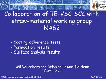 Collaboration of TE-VSC-SCC with straw-material working group NA62