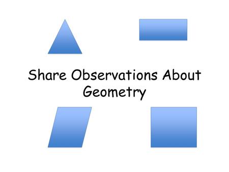 Share Observations About Geometry. What I Know about Squares.