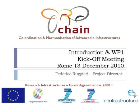 Co-ordination & Harmonisation of Advanced e-Infrastructures Research Infrastructures – Grant Agreement n. 260011 Introduction & WP1 Kick-Off Meeting Rome.