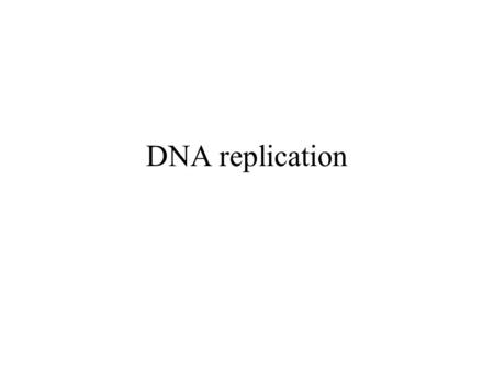 DNA replication. Major points DNA is the carrier of genetic information Genetic information is passed between generation by complementary base-pairing.