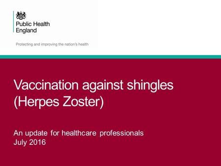 Vaccination against shingles (Herpes Zoster) An update for healthcare professionals July 2016.