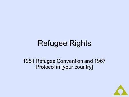 Refugee Rights 1951 Refugee Convention and 1967 Protocol in [your country]