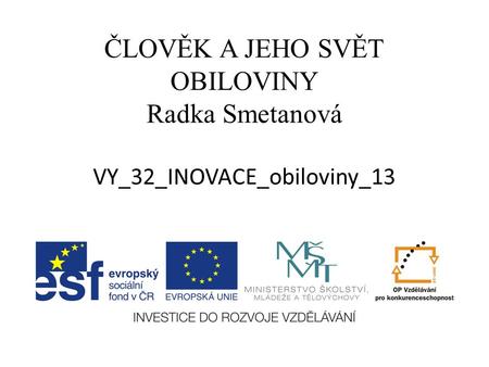 ČLOVĚK A JEHO SVĚT OBILOVINY Radka Smetanová VY_32_INOVACE_obiloviny_13.