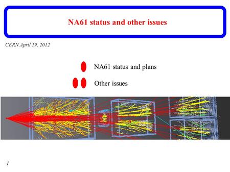 1 CERN April 19, 2012 NA61 status and other issues Other issues NA61 status and plans.