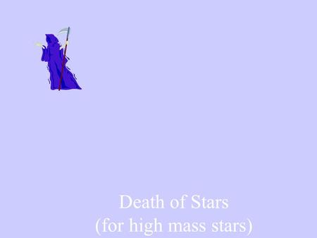 Death of Stars (for high mass stars). Remember: What a star evolves into depends on its MASS. After the main sequence, a star could become……. White dwarfs.