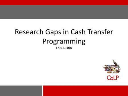 Research Gaps in Cash Transfer Programming Lois Austin.