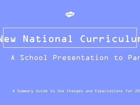 New National Curriculum A Summary Guide to the Changes and Expectations for 2015/16 A School Presentation to Parents.