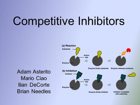 Competitive Inhibitors Adam Asterito Mario Ciao Ilian DeCorte Brian Needles.