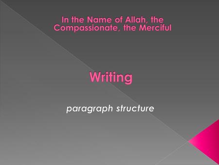  A group of sentences about a single topic. The sentences explain the writer’s main idea about the topic.  A paragraph is often between 5 and 10 sentences.