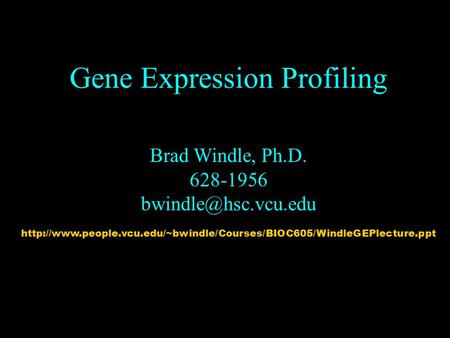 Gene Expression Profiling Brad Windle, Ph.D. 628-1956