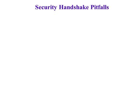 Security Handshake Pitfalls. Client Server Hello (K)