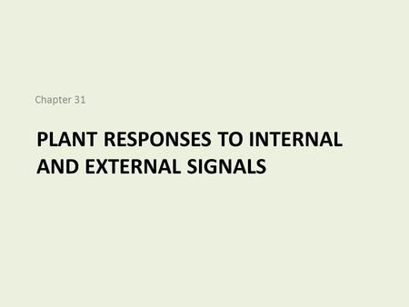 PLANT RESPONSES TO INTERNAL AND EXTERNAL SIGNALS Chapter 31.