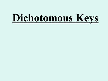 Dichotomous Keys What are Dichotomous Keys? a method for determining the identity of something (like the name of a butterfly, a plant, a lichen, or a.