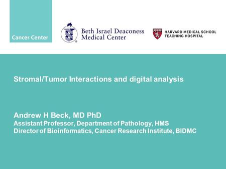 Stromal/Tumor Interactions and digital analysis Andrew H Beck, MD PhD Assistant Professor, Department of Pathology, HMS Director of Bioinformatics, Cancer.