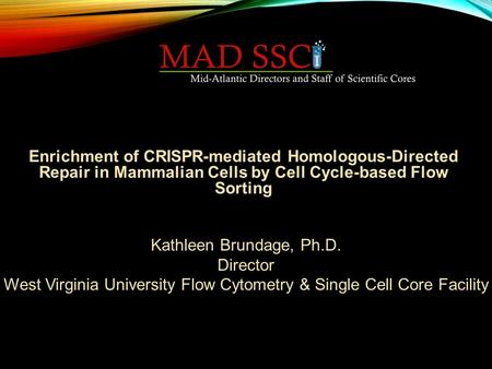 Kathleen Brundage, Ph.D. Director West Virginia University Flow Cytometry & Single Cell Core Facility Enrichment of CRISPR-mediated Homologous-Directed.