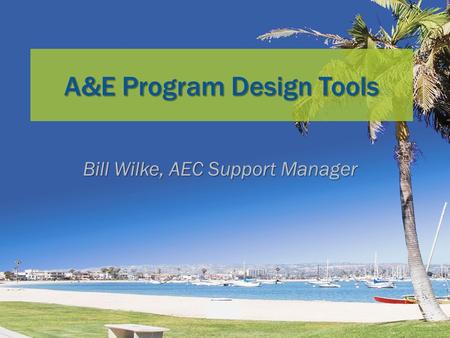 A&E Program Design Tools Bill Wilke, AEC Support Manager.