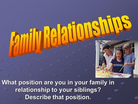 What position are you in your family in relationship to your siblings? Describe that position.