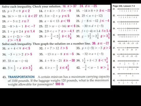 Section 7.6 Solving Multi-Step Inequalities Solve and Graph.