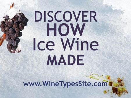 Ice wine is a dessert wine – a sweet wine made from grapes frozen on their vine in their natural environment.