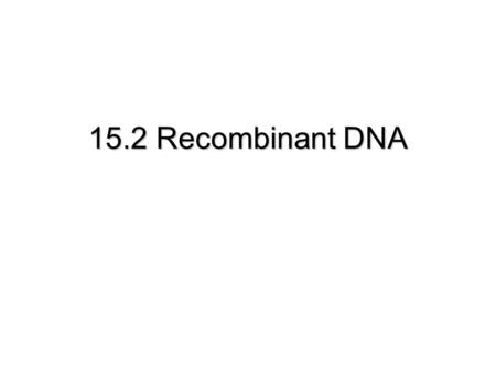 15.2 Recombinant DNA. Copying DNA – How do scientists copy the DNA of living organisms? –The first step in using the polymerase chain reaction method.