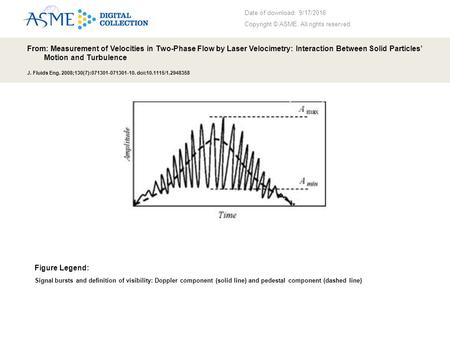 Date of download: 9/17/2016 Copyright © ASME. All rights reserved. From: Measurement of Velocities in Two-Phase Flow by Laser Velocimetry: Interaction.