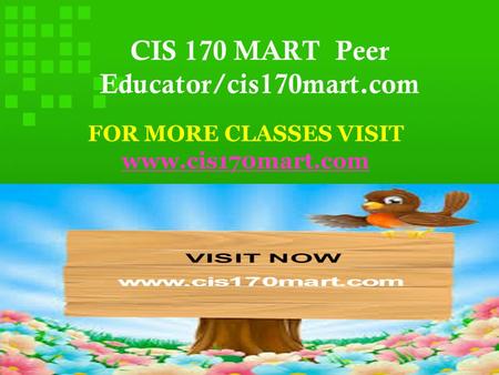 CIS 170 MART Peer Educator/cis170mart.com FOR MORE CLASSES VISIT