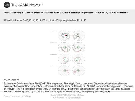 Date of download: 9/17/2016 Copyright © 2016 American Medical Association. All rights reserved. From: Phenotypic Conservation in Patients With X-Linked.