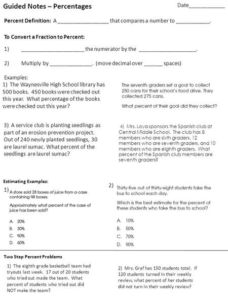 Guided Notes – Percentages