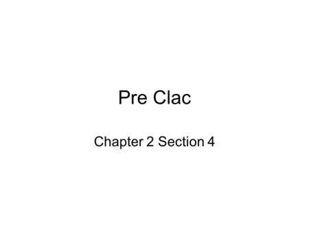 Pre Clac Chapter 2 Section 4. Imaginary #’s Let’s pretend that x 2 + 1 = 0 had a solution That would mean x 2 = -1 That can’t be… if you square a number.