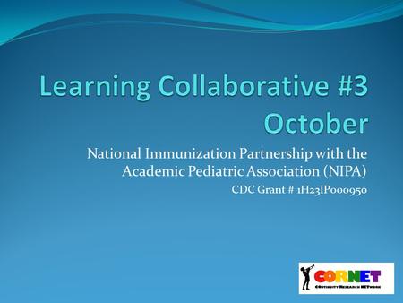 National Immunization Partnership with the Academic Pediatric Association (NIPA) CDC Grant # 1H23IP000950.