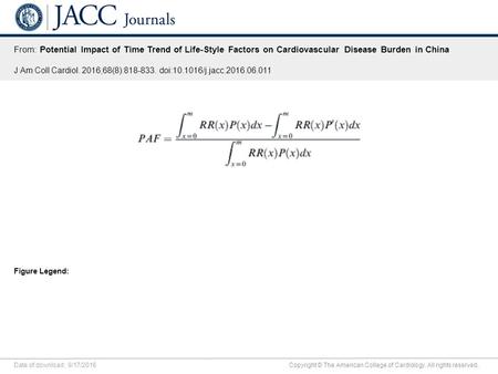 Date of download: 9/17/2016 Copyright © The American College of Cardiology. All rights reserved. From: Potential Impact of Time Trend of Life-Style Factors.