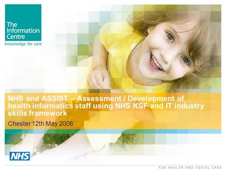 NHS and ASSIST – Assessment / Development of health informatics staff using NHS KSF and IT industry skills framework Chester 12th May 2006.