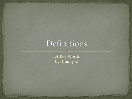 Of Key Words by: Jimmy C. Definition: E-commerce is the buying or selling of products or services over the internet. For example, kijiji.com is a website.