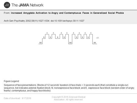 Date of download: 9/17/2016 Copyright © 2016 American Medical Association. All rights reserved. From: Increased Amygdala Activation to Angry and Contemptuous.