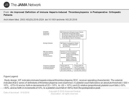 Date of download: 9/18/2016 Copyright © 2016 American Medical Association. All rights reserved. From: An Improved Definition of Immune Heparin-Induced.