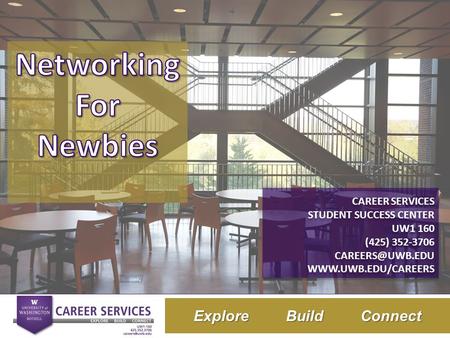 Title of Presentation Here Subtitle Here Explore Build Connect CAREER SERVICES STUDENT SUCCESS CENTER UW1 160 (425) 352-3706