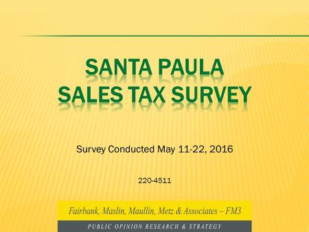 Survey Conducted May 11-22, 2016 220-4511. 1 Methodology Telephone survey (landline and cell phones) of a random sample of 295 voters registered to vote.