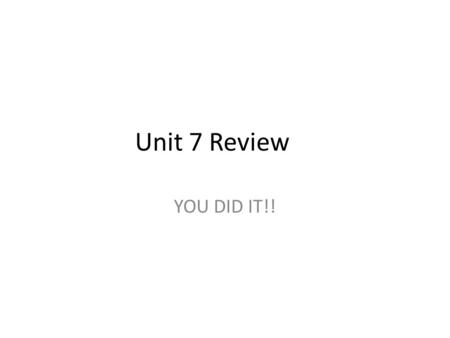 Unit 7 Review YOU DID IT!!. Question 1a What is the opposite of each of these integers? a) -73 b) 49 c) -.25 d) 0.