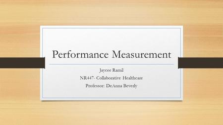 Performance Measurement