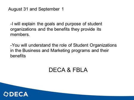 -I will explain the goals and purpose of student organizations and the benefits they provide its members. -You will understand the role of Student Organizations.